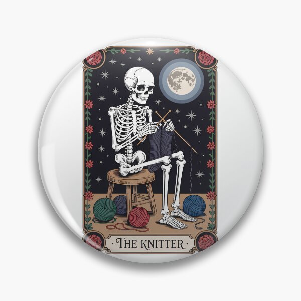 Item preview, The Knitter – Gothic Skeleton Knitting Under the Moon designed and sold by NightSpell.