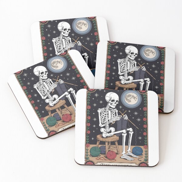 Item preview, The Knitter – Gothic Skeleton Knitting Under the Moon designed and sold by NightSpell.