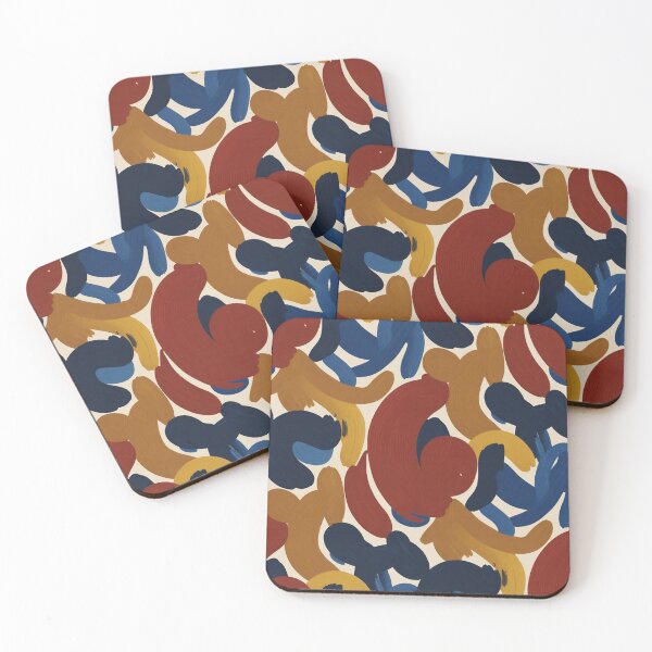 Item preview, Bold Abstract Expressionist Brushstroke Pattern | Vibrant Red Blue Gold Seamless Repeat designed and sold by Midnight Veil Designs.