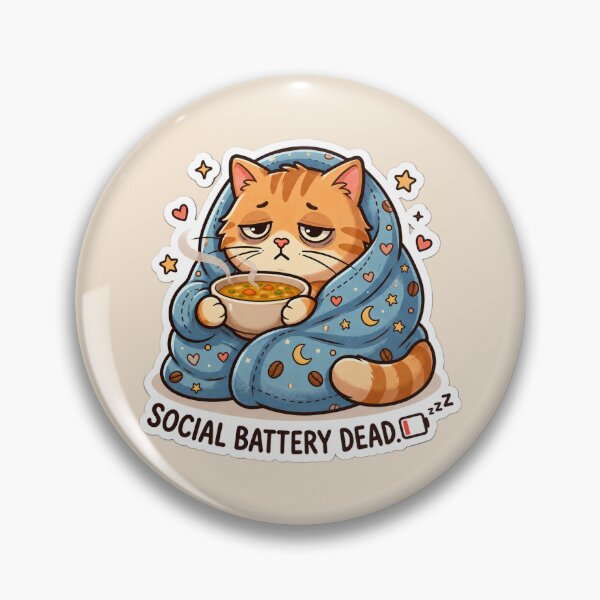 Item preview, Social Battery Dead Cat Drinking Soup | Funny Introvert Cat Cozy Sticker designed and sold by Safe Haven Pets.