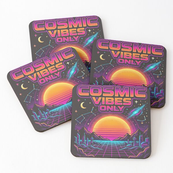Item preview, Cosmic Vibes Only Synthwave Sunset Neon Grid City Retro Futuristic Space Art designed and sold by Void and Neon.