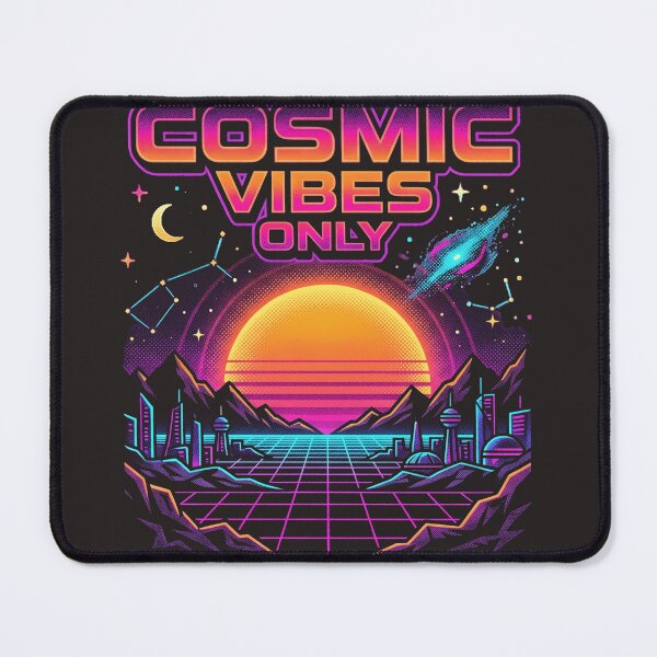 Item preview, Cosmic Vibes Only Synthwave Sunset Neon Grid City Retro Futuristic Space Art designed and sold by Void and Neon.