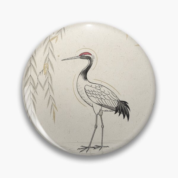 Item preview, Ink Crane Among Willows — Wall Art designed and sold by PictorialWhimsy.