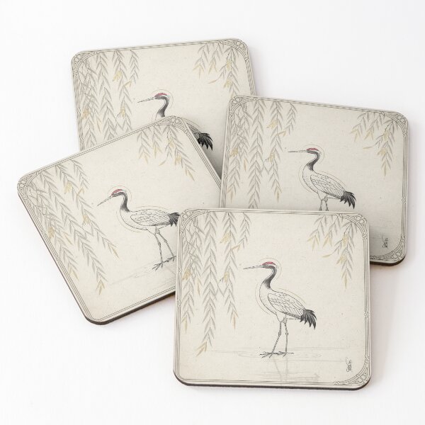 Item preview, Ink Crane Among Willows — Wall Art designed and sold by PictorialWhimsy.