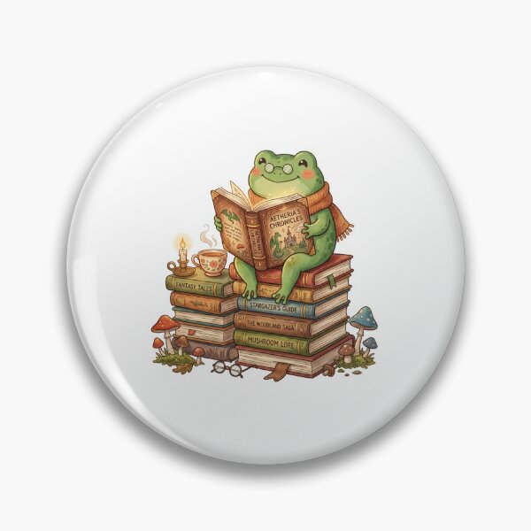 Item preview, Cozy Reading Frog with Books Tea Candle and Mushrooms Illustration designed and sold by AbanoubStore.