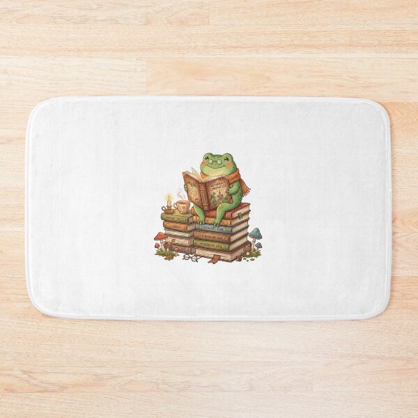 Item preview, Cozy Reading Frog with Books Tea Candle and Mushrooms Illustration designed and sold by AbanoubStore.