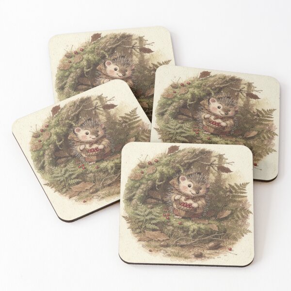 Item preview, Hedgehog Gathering Berries — Forest Folk designed and sold by PictorialWhimsy.