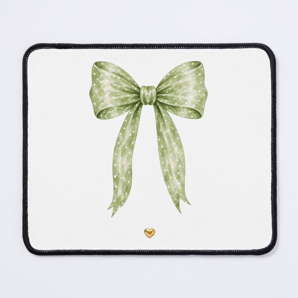 Item preview, Sage Green Watercolor Bow with Golden Heart designed and sold by Ioanna-Studio.