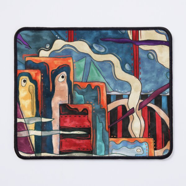 Item preview, Abstract cityscape art, Surrealist geometric painting designed and sold by NadiaChevrel.