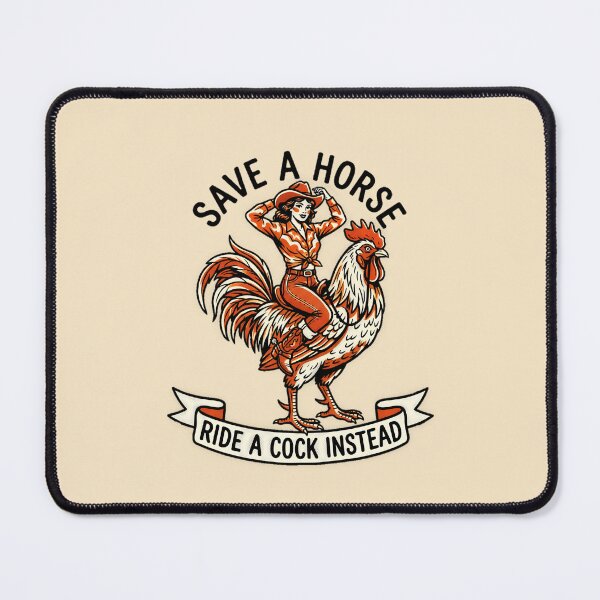 Item preview, Save A Horse Ride A Cock Instead Cowgirl Rooster Graphic — Funny Western Innuendo Humor designed and sold by SkTee2k.