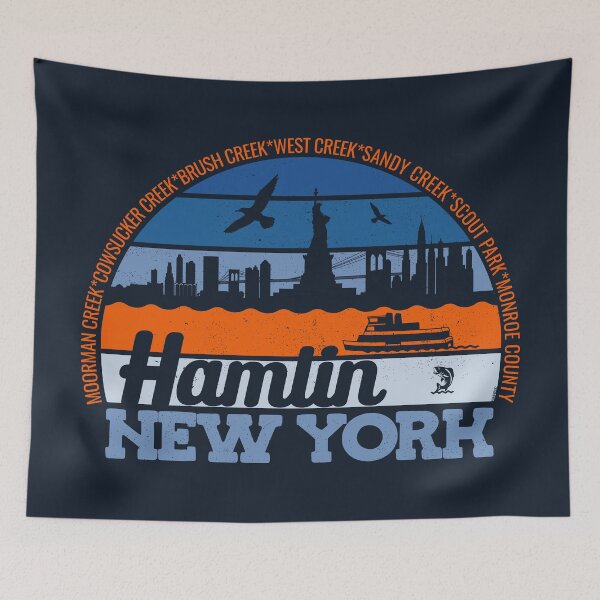 Item preview, Hamlin New York Sunset Retro Vintage Local Pride Logo designed and sold by CRHPOD20.