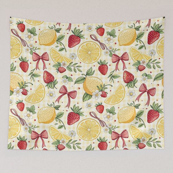 Item preview, Strawberry Lemon Coquette Bow Pattern designed and sold by Storybook Botanica.