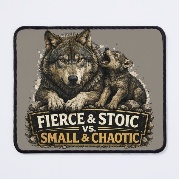 Item preview, Fierce and Stoic vs Small and Chaotic Wolf Parent Humor designed and sold by planetreynolds.
