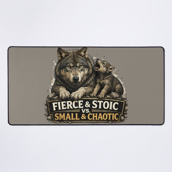 Item preview, Fierce and Stoic vs Small and Chaotic Wolf Parent Humor designed and sold by planetreynolds.