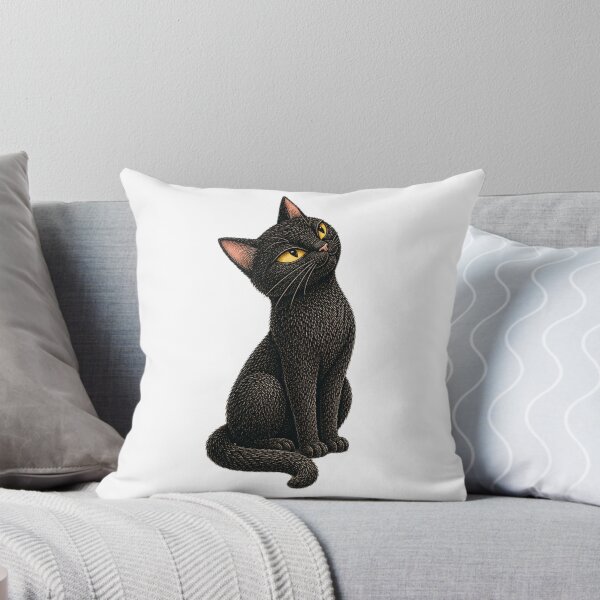 Item preview, Judgy Black Cat Sticker, Curious Black Cat with Tilted Head, Cute Cat Illustration designed and sold by VelvetClawStudio.