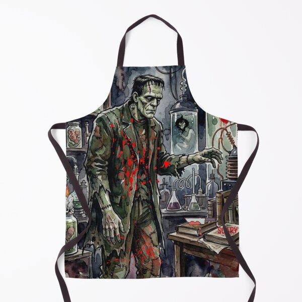 Item preview, Frankenstein's Laboratory Watercolor Spooky Halloween Horror Art designed and sold by VibranPalette.