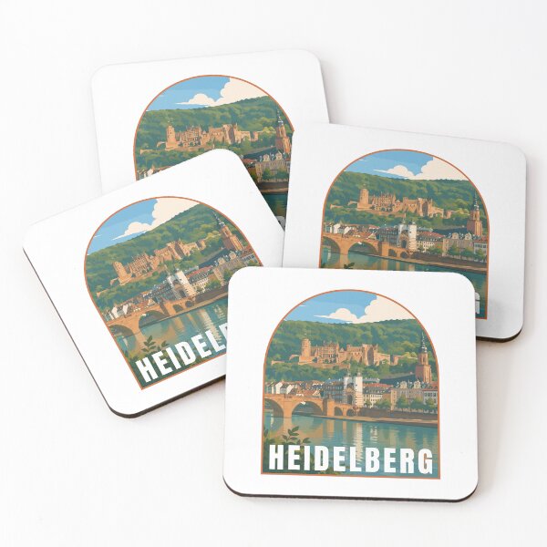 Item preview, Heidelberg in Baden-Württemberg Germany, Retro Art Travel Landscape Badge designed and sold by MaateoDesign.