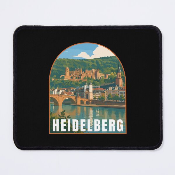 Item preview, Heidelberg in Baden-Württemberg Germany, Retro Art Travel Landscape Badge designed and sold by MaateoDesign.