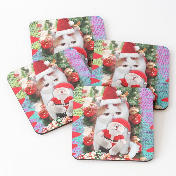 Item preview, Merry Christmas Cat with Santa Claus Toy (byACCI) designed and sold by VanyssaGraphics.
