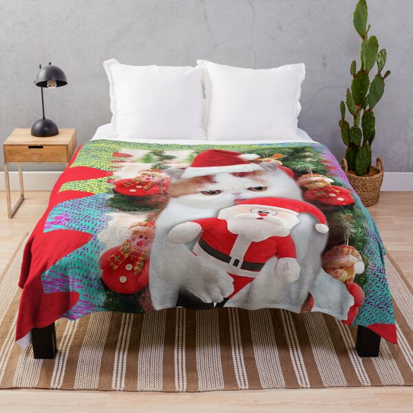 Item preview, Merry Christmas Cat with Santa Claus Toy (byACCI) designed and sold by VanyssaGraphics.