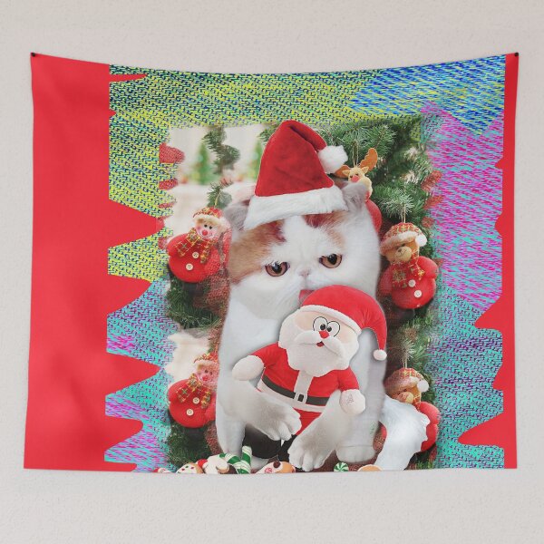 Item preview, Merry Christmas Cat with Santa Claus Toy (byACCI) designed and sold by VanyssaGraphics.