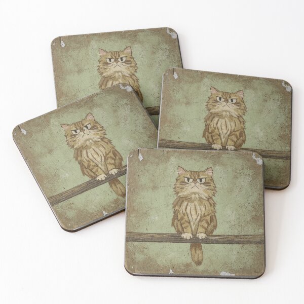 Item preview, Disgruntled Persian on a Beam — Naive Folk Art designed and sold by PictorialWhimsy.