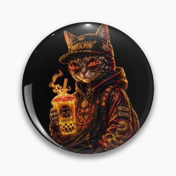 Item preview, Golden Boba Cat – Neon Night Bubble Tea Adventure designed and sold by Neon Riot Studio.
