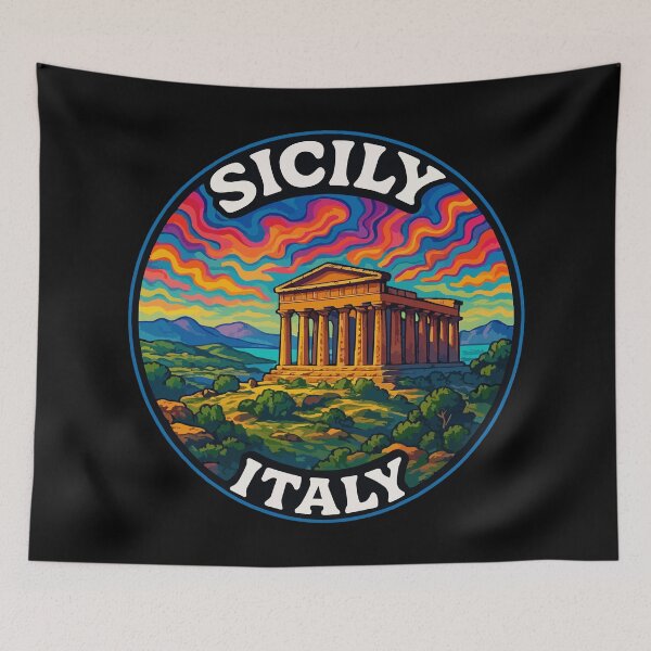 Item preview, Sicily Italy Trippy Art Travel designed and sold by TomFrontierArt.