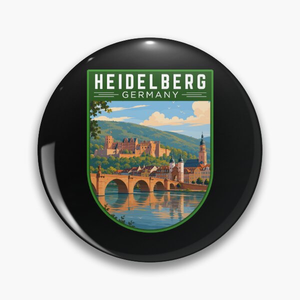 Item preview, Heidelberg in Baden-Württemberg Germany, Vintage Travel Art Badge designed and sold by MaateoDesign.