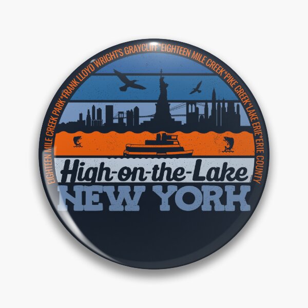 Item preview, High-on-the-Lake New York Sunset Retro Vintage Local Pride Logo designed and sold by CRHPOD20.