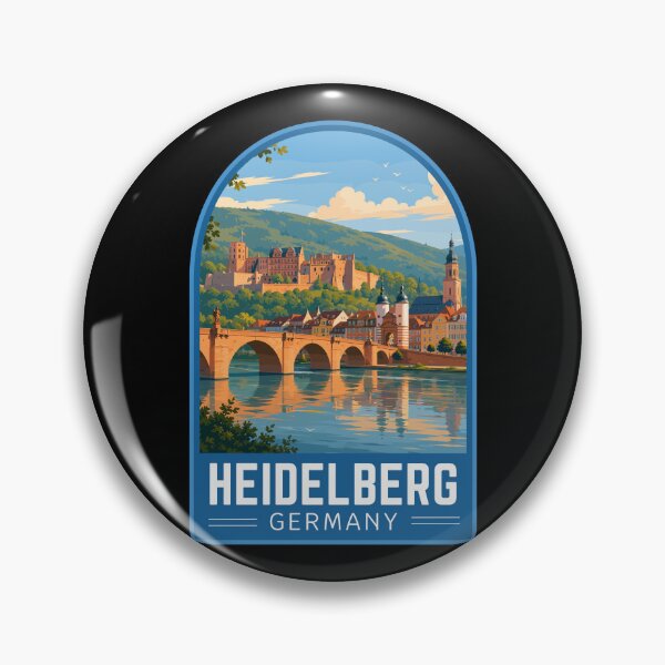 Item preview, Heidelberg in Baden-Württemberg Germany, Vintage Travel Art Emblem designed and sold by MaateoDesign.