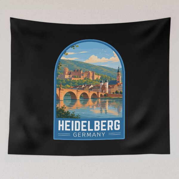 Item preview, Heidelberg in Baden-Württemberg Germany, Vintage Travel Art Emblem designed and sold by MaateoDesign.