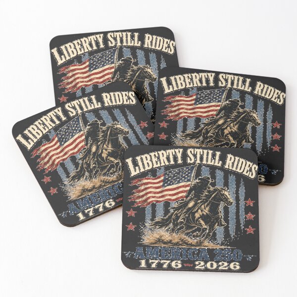 Item preview, Liberty Still Rides America 250 Western Patriotic Cowboy Tee designed and sold by POD DYNASTY | Original Print On Demand T-Shirt Graphics.