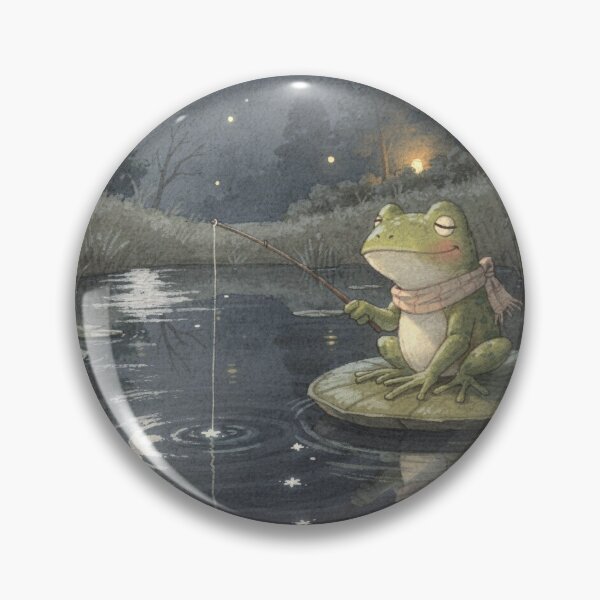 Item preview, Frog Fishing for Stars — Cottagecore Frog designed and sold by PictorialWhimsy.