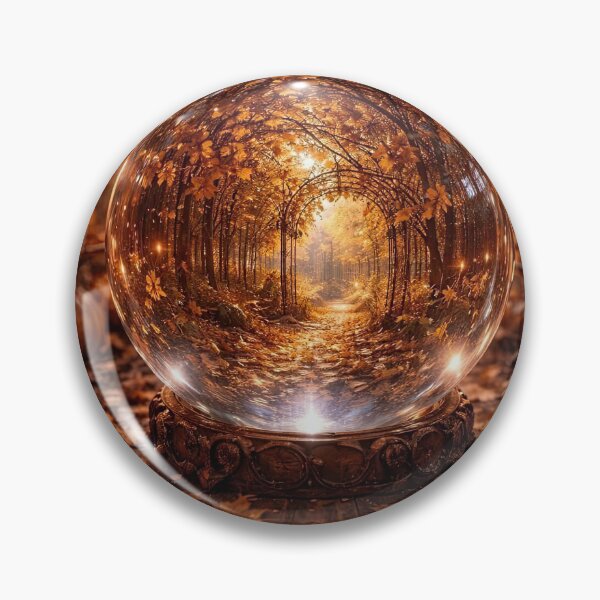 Item preview, Enchanted Autumn Forest Equinox with Candles and Fall Colors Crystal Ball designed and sold by Stephanie Laird.