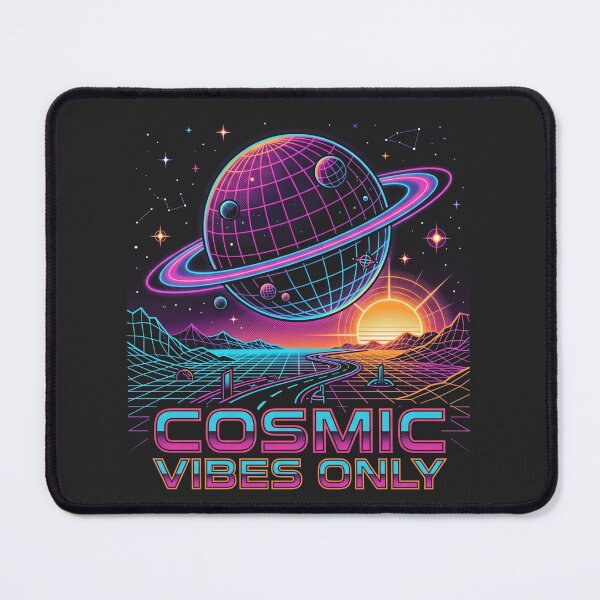 Item preview, Cosmic Vibes Only Neon Grid Planet Synthwave Saturn Retro Space Art designed and sold by Void and Neon.