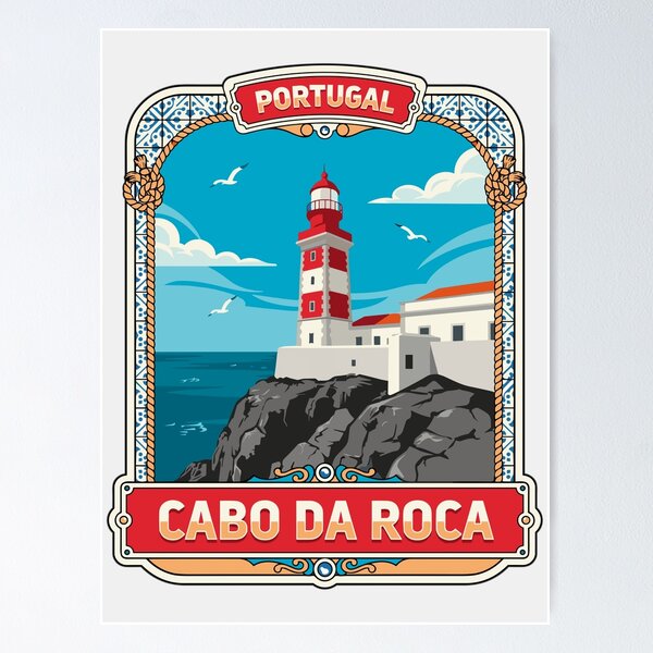 Item preview, Vintage Cabo da Roca Portugal – Retro Lighthouse Travel Poster designed and sold by just-quotes.