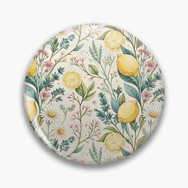 Item preview, Wildflower Lemon Cottage Garden Pattern designed and sold by Petal & Pattern Co.