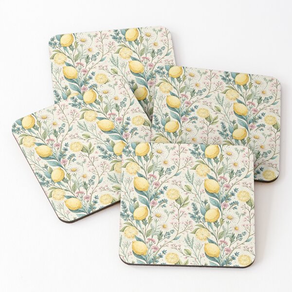 Item preview, Wildflower Lemon Cottage Garden Pattern designed and sold by Petal & Pattern Co.