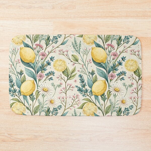 Item preview, Wildflower Lemon Cottage Garden Pattern designed and sold by Petal & Pattern Co.
