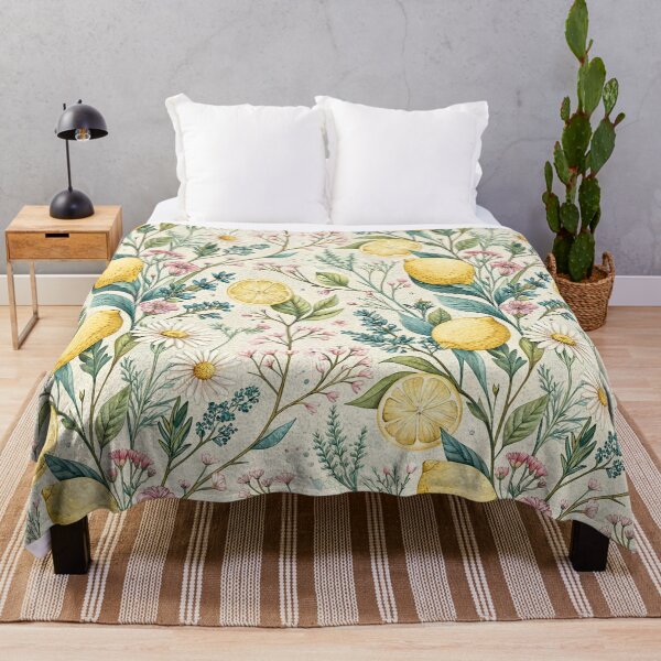 Item preview, Wildflower Lemon Cottage Garden Pattern designed and sold by Petal & Pattern Co.