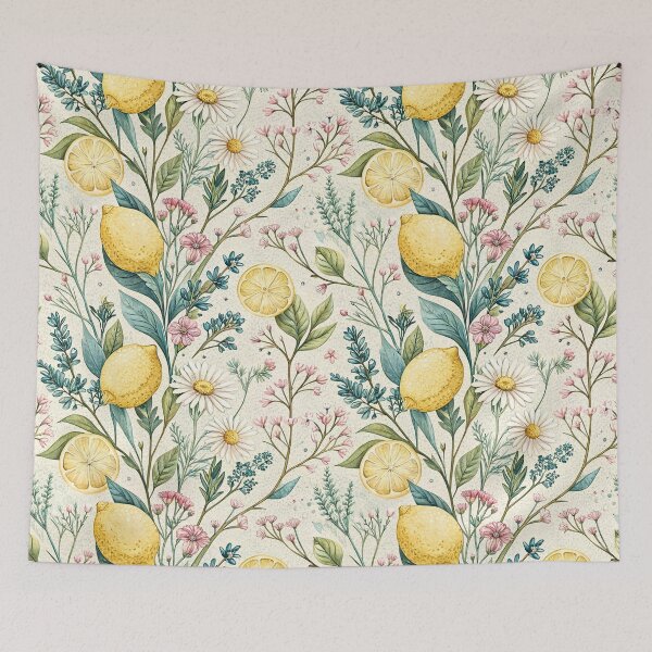 Item preview, Wildflower Lemon Cottage Garden Pattern designed and sold by Storybook Botanica.