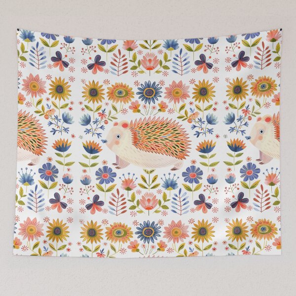 Item preview, Scandinavian Folk Art, Floral Hedgehog designed and sold by xiao xuans.