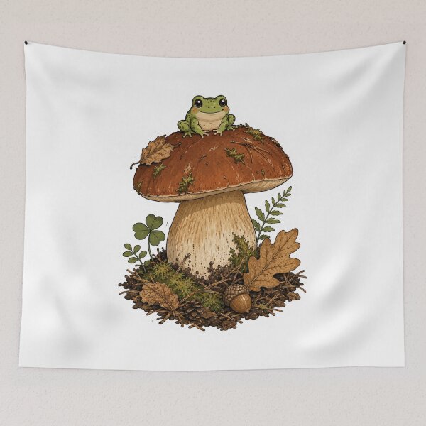 Item preview, Frog On Mushroom Forest Scene designed and sold by Mr-AShop.