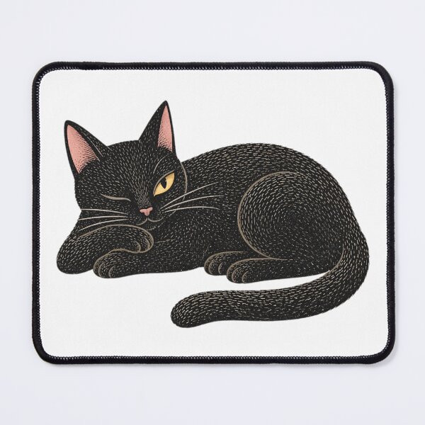 Item preview, Lazy Black Cat Sticker, Winking Cat Illustration, Cute Relaxed Cat Design designed and sold by VelvetClawStudio.