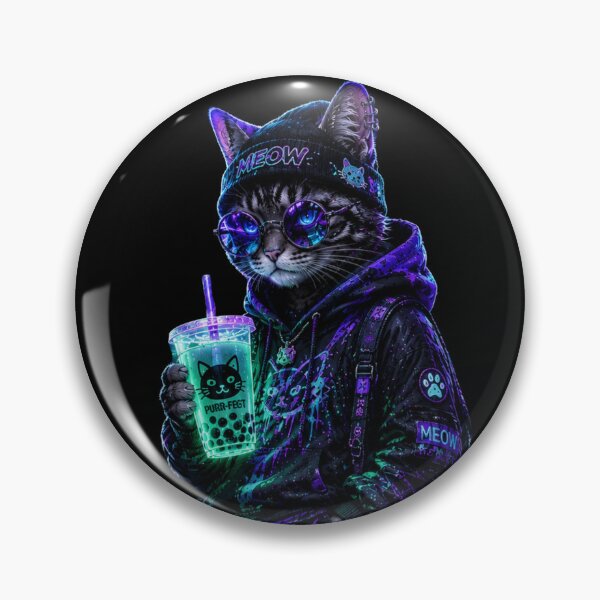 Item preview, Midnight Boba Cat – Neon Tokyo Dreams designed and sold by Neon Riot Studio.