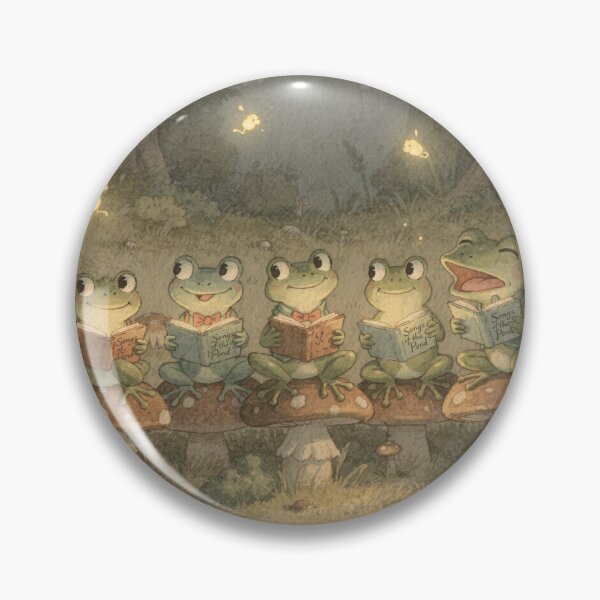 Item preview, Frog Choir on the Toadstools — Cottagecore Frog designed and sold by PictorialWhimsy.