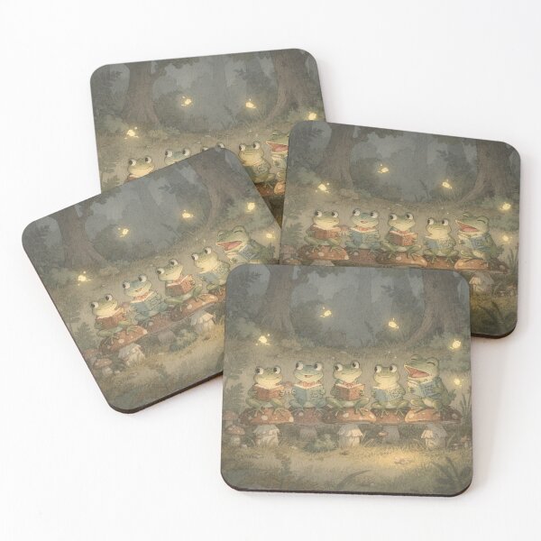Item preview, Frog Choir on the Toadstools — Cottagecore Frog designed and sold by PictorialWhimsy.