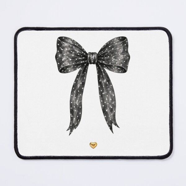 Item preview, Black Watercolor Polka Dot Bow with Golden Heart designed and sold by Ioanna-Studio.