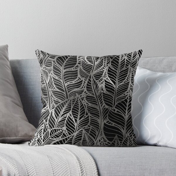 Item preview, Art Deco (Faux) Silver And Black Leaf Pattern designed and sold by DEC02.